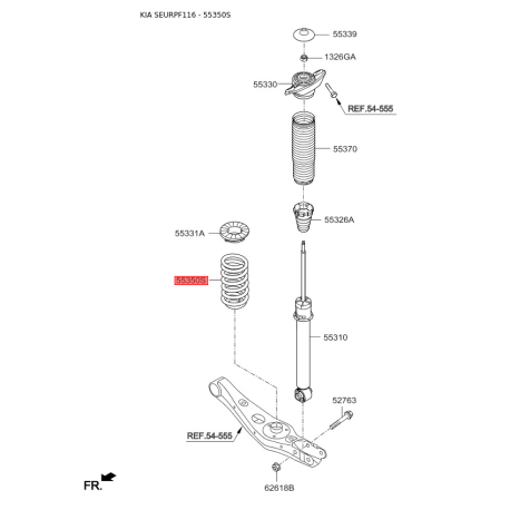 Пружина ходовой части 55350-F1CB0 Mobis - 55350F1CB0 - схема с каталога 55350S, SEURPF116 55350F1CB0