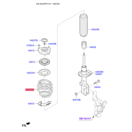 Пружина ходовой части 54630-F1DB1 Mobis - 54630F1DB1 - схема с каталога 54630S, SEURPF119 54630F1DB1