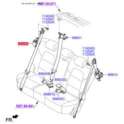 Ремінь безпеки правий 89820-F1000ED Mobis