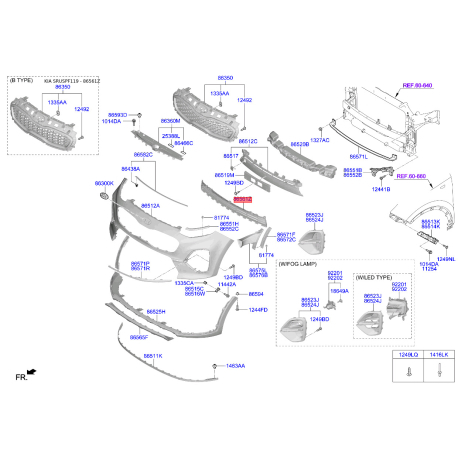 Решітка радіатора 86569-F1500 Mobis - 86569F1500 - схема з каталогу 86561Z, SRUSPF119 86569F1500