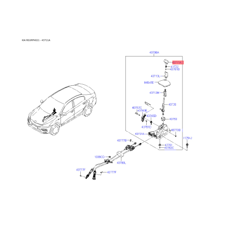 Ручка рычага переключения передач МКПП 43711-D9000 Mobis - 43711D9000 - схема с каталога 43711A, REURPH021 43711D9000