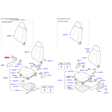 Сидение крепление 88512-1H010EQ Mobis - 885121H010EQ - схема с каталога 88254A, SEURPED10 885121H010EQ