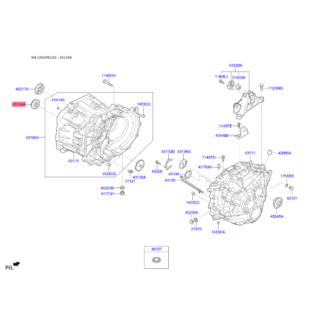 Уплотняющее кольцо, ступенчатая коробка передач 43134-2A010 Mobis - 431342A010 - схема с каталога 43134A, CRUSPEU20 431342A010