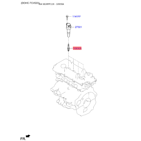 Свеча зажигания S1884-610060 Mobis - S1884610060 - схема с каталога 10930A, SEURPF119 S1884610060