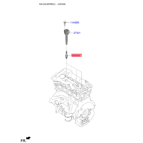 Свеча зажигания S1884-611070 Mobis - S1884611070 - схема с каталога 10930A, KEURPM621 S1884611070