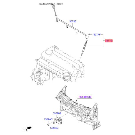 Свічка розжарювання 36710-2A900 Mobis - 367102A900 - схема з каталогу 36710, KEURPH817 367102A900