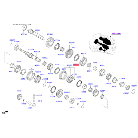 Синхронизатор, ступенчатая коробка передач 43350-23202 Mobis - 4335023202 - схема с каталога 43350M, MEURPB016 4335023202