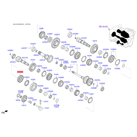 Ступица муфты КПП 43370-2D370 Mobis - 433702D370 - схема с каталога 43370G, CRUSPEU20 433702D370