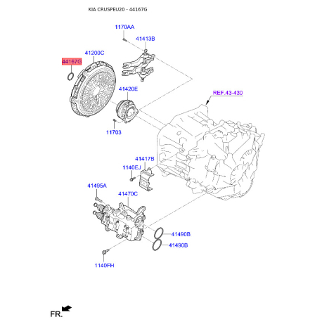 Бортове кільце, диск зчеплення 41068-2D000 Mobis - 410682D000 - схема з каталогу 44167G, CRUSPEU20 410682D000