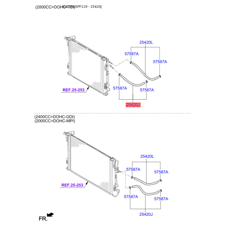 Масляный шланг 25420-D3500 Mobis - 25420D3500 - схема с каталога 25420J, SRUSPF119 25420D3500