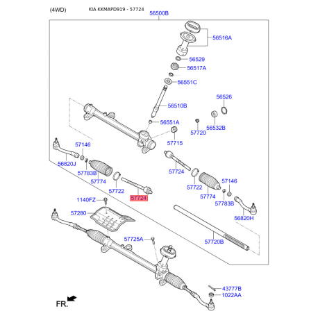 Тяга рульова 57724-D3100 Mobis - 57724D3100 - схема з каталогу 57724, KKMAPD919 57724D3100