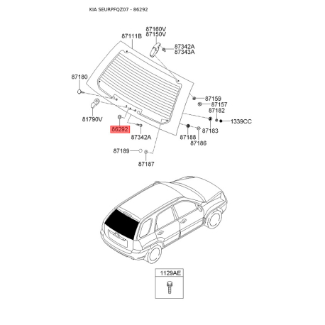 Заглушка кузова и двери 87187-2E000 Mobis - 871872E000 - схема с каталога 86292, SEURPFQZ07 871872E000