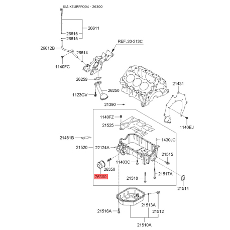 Фильтр масляный S2631-027200 Mobis - S2631027200 - схема с каталога 26300, KEURPFQ04 S2631027200