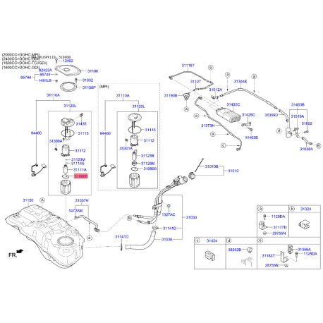 Фильтр топливный 31090-D7000 Mobis - 31090D7000 - схема с каталога 31090B, SRUSPF119 31090D7000