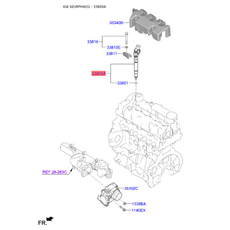 Форсунка 33800-2U000 Mobis - 338002U000 - схема з каталогу 33800A, SEURPHW22 338002U000