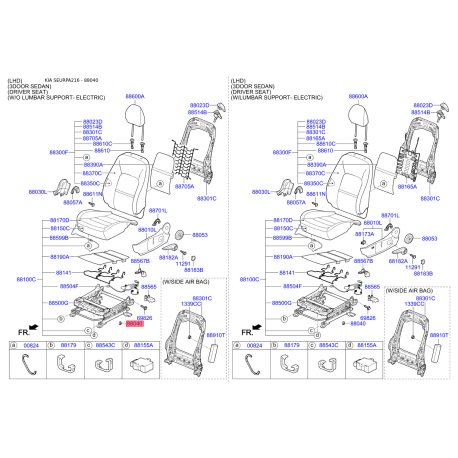 Сидение крепление AA62C-1H010 Mobis - AA62C1H010 - схема с каталога 88040, SEURPA216 AA62C1H010