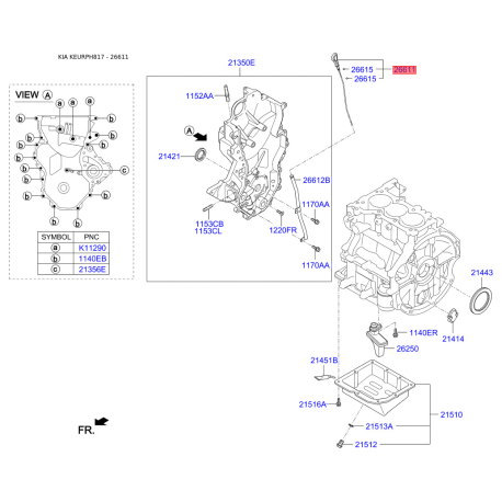 Щуп рівня масла 26611-2A100 Mobis - 266112A100 - схема з каталогу 26611, KEURPH817 266112A100