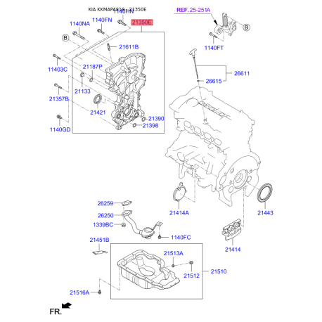 Кришка (фланець) ланцюга 21350-2E450 Mobis - 213502E450 - схема з каталогу 21350E, KKMAPA818 213502E450