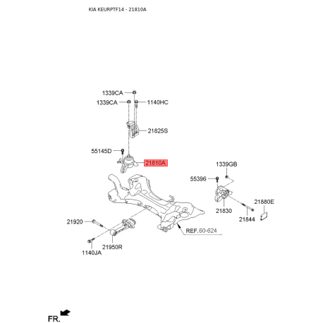 Подушка двигателя 21810-3S600 Mobis - 218103S600 - схема с каталога 21810A, KEURPTF14 218103S600