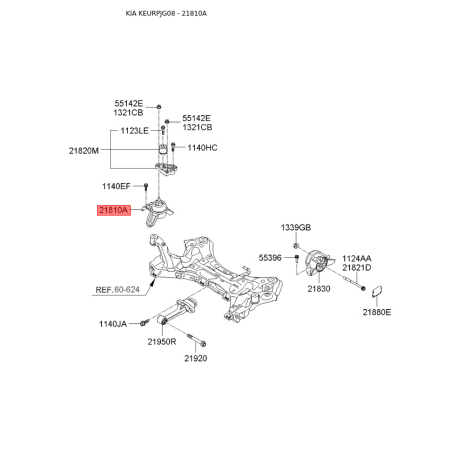 Подушка двигателя 21810-3V200 Mobis - 218103V200 - схема с каталога 21810A, KEURPJG08 218103V200