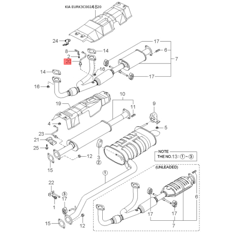 Кільця поршневі 23040-38941 Mobis - 2304038941 - схема з каталогу 20, EURK3C002A 2304038941