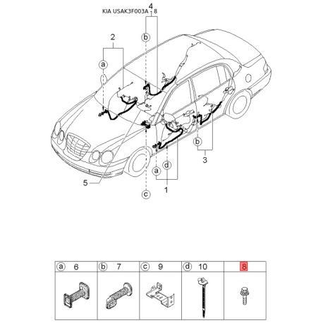 Сайлентблок важеля підвіски 52718-38000 Mobis - 5271838000 - схема з каталогу 8, USAK3F003A 5271838000