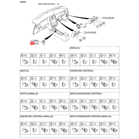 Тяга рулевая 57724-38010 Mobis - 5772438010 - схема с каталога 21, EURK3C002A 5772438010
