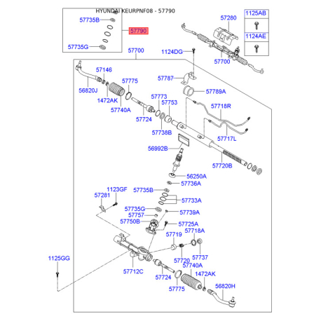 Корпус рулевого механизма 57790-3KA00 Mobis - 577903KA00 - схема с каталога 57790, KEURPNF08 577903KA00
