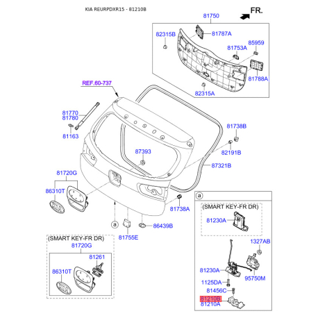 Упор (відбійник) кришки багажника 81210-3L000 Mobis - 812103L000 - схема з каталогу 81210B, REURPDXR15 812103L000