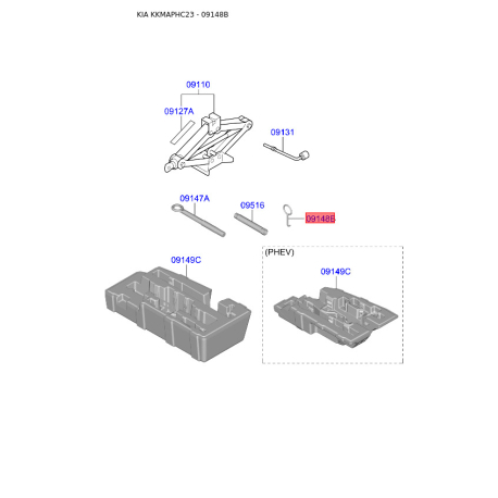 Крюк буксировочный 09148-C1000 Mobis - 09148C1000 - схема с каталога 09148B, KKMAPHC23 09148C1000