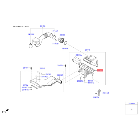 Фільтр повітряний S2811-3C1100 Mobis - S28113C1100 - схема з каталогу 28113, KEURPA818 S28113C1100