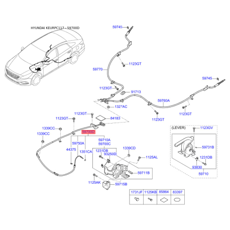 Педаль тормоза 59700-C1000 Mobis - 59700C1000 - схема с каталога 59700D, KEURPC117 59700C1000