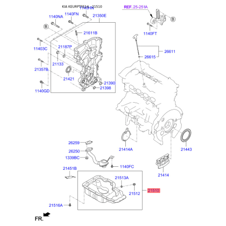 Масляный поддон 21510-2E022 Mobis - 215102E022 - схема с каталога 21510, KEURPTFE14 215102E022