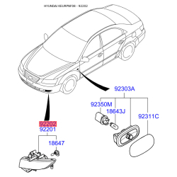 Фара противотуманная правая 92202-3K500 Mobis
