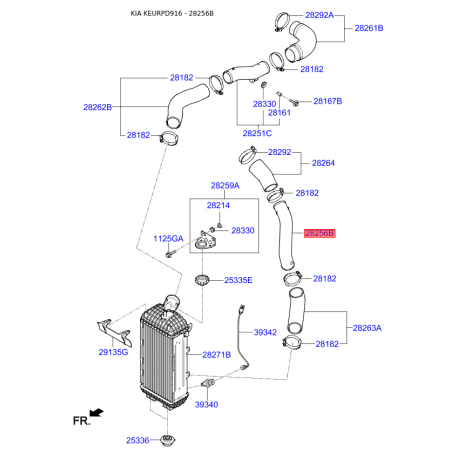 Соединительный фланец, компрессор 28256-2F650 Mobis - 282562F650 - схема с каталога 28256B, KEURPD916 282562F650