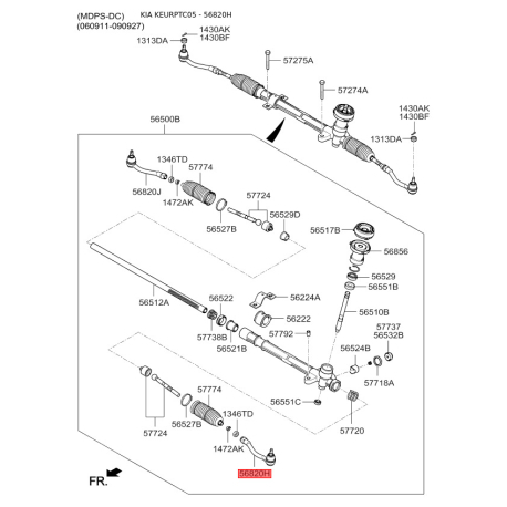 Наконечник кермової тяги лівий 56820-1E000 Mobis - 568201E000 - схема з каталогу 56820H, KEURPTC05 568201E000