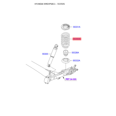 Пружина ходовой части 55330-1R000 Mobis - 553301R000 - схема с каталога 55350S, KMEXPSB11 553301R000