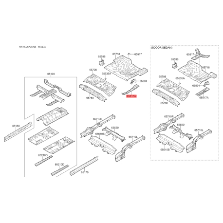 Кронштейн підлоги багажника 65517-1R300 Mobis - 655171R300 - схема з каталогу 65517A, REURPDXR15 655171R300