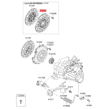 Корзина сцепления (нажимной диск) 41300-23040 Mobis - 4130023040 - схема с каталога 41300, KEURPTC05 4130023040