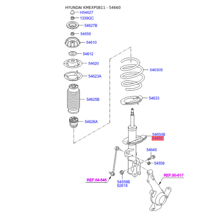 Амортизатор правий 54660-1R001 Mobis - 546601R001 - схема з каталогу 54660, KMEXPSB11 546601R001