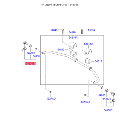 Стойка стабилизатора левая 54830-17010 Mobis - 5483017010 - схема с каталога 54830B, TEURPFCT09 5483017010