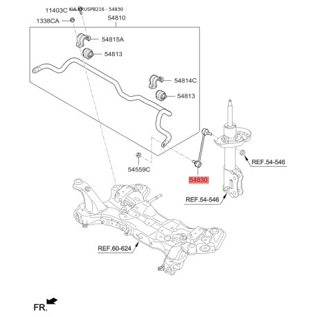 Стойка стабилизатора 54830-2V000 Mobis - 548302V000 - схема с каталога 54830, KRUSPB216 548302V000