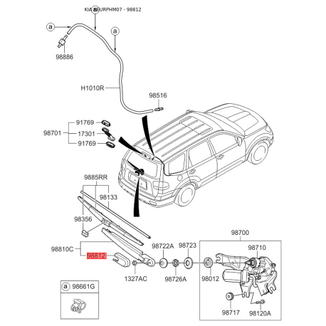 Покрышка, рычаг стеклоочистителя 98812-2F000 Mobis - 988122F000 - схема с каталога 98812, KEURPHM07 988122F000