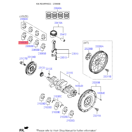 Вкладыши шатунные 23060-2B110 Mobis - 230602B110 - схема с каталога 23060B, REURPH021 230602B110