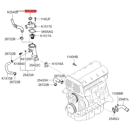 Крышка расширительного бачка 0K202-15205A Mobis - 0K20215205A - схема с каталога K15205, KEURPVQ05 0K20215205A