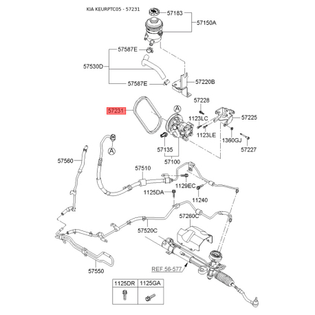 Полікліновий ремінь S5723-129100 Mobis - S5723129100 - схема з каталогу 57231, KEURPTC05 S5723129100