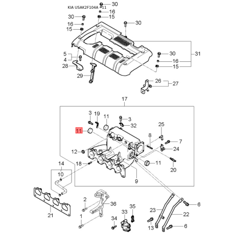 Кульова опора 54530-31600 Mobis - 5453031600 - схема з каталогу 11, USAK2F104A 5453031600
