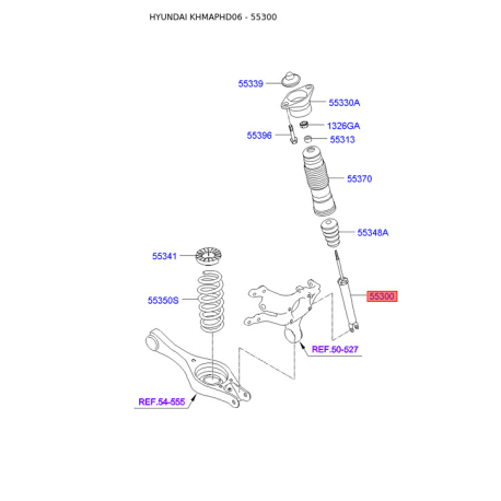 Амортизатор 55311-2H201 Mobis - 553112H201 - схема с каталога 55300, KHMAPHD06 553112H201