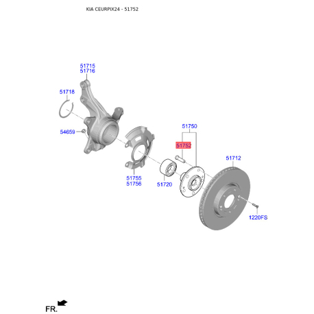 Болт, стойка вала 51752-2K000 Mobis - 517522K000 - схема с каталога 51752, CEURPIX24 517522K000