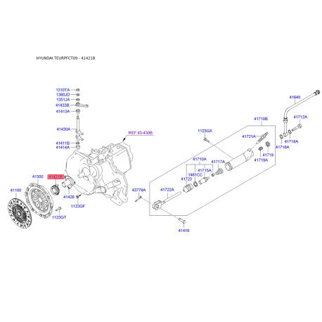 Підшипник вижимний 41421-28030 Mobis - 4142128030 - схема з каталогу 41421B, TEURPFCT09 4142128030